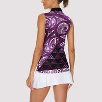 Matariki New Zealand Women Sleeveless Polo Shirt NZ Niho Taniwha Maori New Year Purple Galaxy