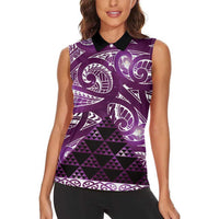 Matariki New Zealand Women Sleeveless Polo Shirt NZ Niho Taniwha Maori New Year Purple Galaxy