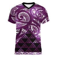 Matariki New Zealand Women V-Neck T-Shirt NZ Niho Taniwha Maori New Year Purple Galaxy