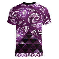 Matariki New Zealand Women V-Neck T-Shirt NZ Niho Taniwha Maori New Year Purple Galaxy