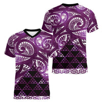 Matariki New Zealand Women V-Neck T-Shirt NZ Niho Taniwha Maori New Year Purple Galaxy