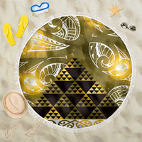 Matariki New Zealand Beach Blanket NZ Niho Taniwha Maori New Year Yellow Galaxy LT14 One Size 150cm Yellow - Polynesian Pride