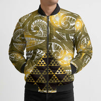Matariki New Zealand Bomber Puffer Jacket NZ Niho Taniwha Maori New Year Yellow Galaxy LT14 - Polynesian Pride