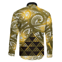 Matariki New Zealand Family Matching Long Sleeve Bodycon Dress and Hawaiian Shirt NZ Niho Taniwha Maori New Year Yellow Galaxy