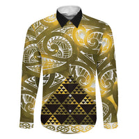 Matariki New Zealand Family Matching Off The Shoulder Long Sleeve Dress and Hawaiian Shirt NZ Niho Taniwha Maori New Year Yellow Galaxy