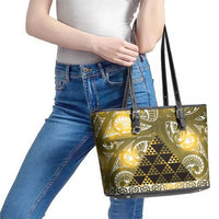 Matariki New Zealand Leather Tote Bag NZ Niho Taniwha Maori New Year Yellow Galaxy LT14 - Polynesian Pride