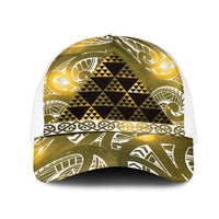 Matariki New Zealand Mesh Trucker Cap NZ Niho Taniwha Maori New Year Yellow Galaxy LT14 One Size White Yellow - Polynesian Pride