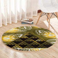 Matariki New Zealand Round Carpet NZ Niho Taniwha Maori New Year Yellow Galaxy LT14 - Polynesian Pride