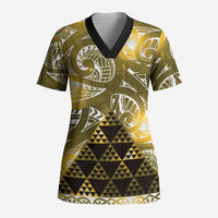 Matariki New Zealand Scrub Top NZ Niho Taniwha Maori New Year Yellow Galaxy LT14 Adult Yellow - Polynesian Pride