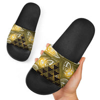 Matariki New Zealand Slide Sandals NZ Niho Taniwha Maori New Year Yellow Galaxy LT14 - Polynesian Pride