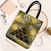 Matariki New Zealand Tote Bag NZ Niho Taniwha Maori New Year Yellow Galaxy LT14 Black Strap One Size Yellow - Polynesian Pride