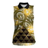 Matariki New Zealand Women Sleeveless Polo Shirt NZ Niho Taniwha Maori New Year Yellow Galaxy