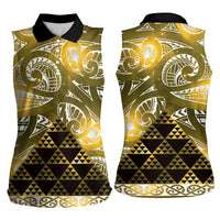 Matariki New Zealand Women Sleeveless Polo Shirt NZ Niho Taniwha Maori New Year Yellow Galaxy