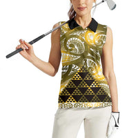 Matariki New Zealand Women Sleeveless Polo Shirt NZ Niho Taniwha Maori New Year Yellow Galaxy