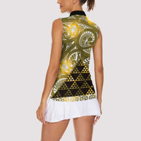 Matariki New Zealand Women Sleeveless Polo Shirt NZ Niho Taniwha Maori New Year Yellow Galaxy