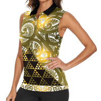 Matariki New Zealand Women Sleeveless Polo Shirt NZ Niho Taniwha Maori New Year Yellow Galaxy