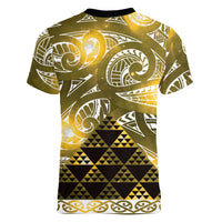 Matariki New Zealand Women V-Neck T-Shirt NZ Niho Taniwha Maori New Year Yellow Galaxy