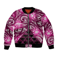 Matariki New Zealand Bomber Jacket NZ Niho Taniwha Maori New Year Pink Galaxy LT14 Unisex Pink - Polynesian Pride