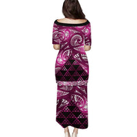 Matariki New Zealand Family Matching Puletasi and Hawaiian Shirt NZ Niho Taniwha Maori New Year Pink Galaxy