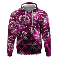 Matariki New Zealand Hoodie NZ Niho Taniwha Maori New Year Pink Galaxy