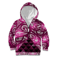 Matariki New Zealand Kid Hoodie NZ Niho Taniwha Maori New Year Pink Galaxy