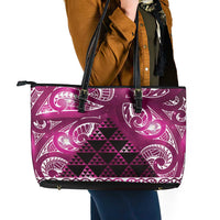 Matariki New Zealand Leather Tote Bag NZ Niho Taniwha Maori New Year Pink Galaxy LT14 - Polynesian Pride