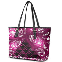Matariki New Zealand Leather Tote Bag NZ Niho Taniwha Maori New Year Pink Galaxy LT14 - Polynesian Pride
