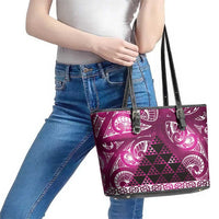 Matariki New Zealand Leather Tote Bag NZ Niho Taniwha Maori New Year Pink Galaxy LT14 - Polynesian Pride
