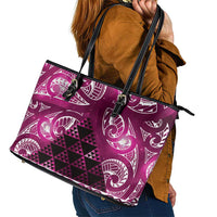 Matariki New Zealand Leather Tote Bag NZ Niho Taniwha Maori New Year Pink Galaxy LT14 - Polynesian Pride