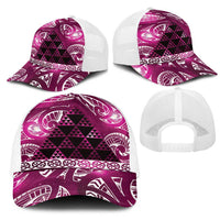 Matariki New Zealand Mesh Trucker Cap NZ Niho Taniwha Maori New Year Pink Galaxy LT14 - Polynesian Pride