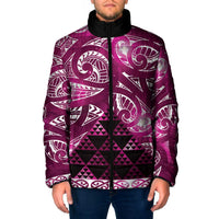 Matariki New Zealand Padded Jacket NZ Niho Taniwha Maori New Year Pink Galaxy LT14 Men Pink - Polynesian Pride