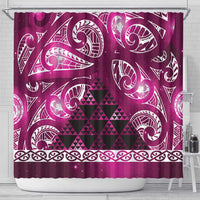Matariki New Zealand Shower Curtain NZ Niho Taniwha Maori New Year Pink Galaxy LT14 - Polynesian Pride