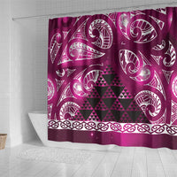 Matariki New Zealand Shower Curtain NZ Niho Taniwha Maori New Year Pink Galaxy LT14 - Polynesian Pride