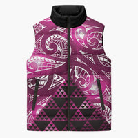 Matariki New Zealand Sleeveless Puffer Jacket NZ Niho Taniwha Maori New Year Pink Galaxy LT14 Unisex Pink - Polynesian Pride
