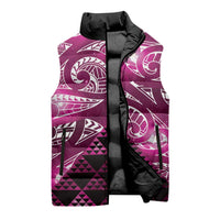 Matariki New Zealand Sleeveless Puffer Jacket NZ Niho Taniwha Maori New Year Pink Galaxy LT14 - Polynesian Pride