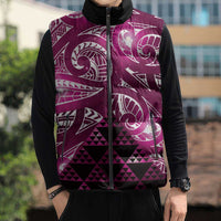 Matariki New Zealand Sleeveless Puffer Jacket NZ Niho Taniwha Maori New Year Pink Galaxy LT14 - Polynesian Pride