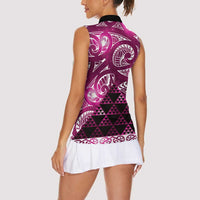 Matariki New Zealand Women Sleeveless Polo Shirt NZ Niho Taniwha Maori New Year Pink Galaxy