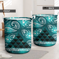 Matariki New Zealand Laundry Basket NZ Niho Taniwha Maori New Year Cyan Galaxy LT14 - Polynesian Pride