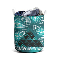 Matariki New Zealand Laundry Basket NZ Niho Taniwha Maori New Year Cyan Galaxy LT14 - Polynesian Pride