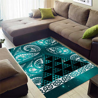 Matariki New Zealand Area Rug NZ Niho Taniwha Maori New Year Cyan Galaxy