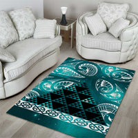 Matariki New Zealand Area Rug NZ Niho Taniwha Maori New Year Cyan Galaxy
