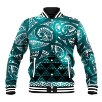 Matariki New Zealand Baseball Jacket NZ Niho Taniwha Maori New Year Cyan Galaxy LT14 Unisex Cyan - Polynesian Pride