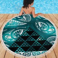 Matariki New Zealand Beach Blanket NZ Niho Taniwha Maori New Year Cyan Galaxy LT14 - Polynesian Pride