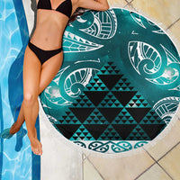 Matariki New Zealand Beach Blanket NZ Niho Taniwha Maori New Year Cyan Galaxy LT14 - Polynesian Pride