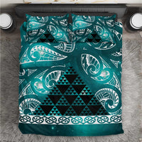 Matariki New Zealand Bedding Set NZ Niho Taniwha Maori New Year Cyan Galaxy LT14 Cyan - Polynesian Pride