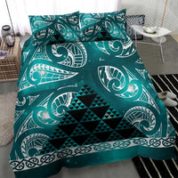 Matariki New Zealand Bedding Set NZ Niho Taniwha Maori New Year Cyan Galaxy LT14 - Polynesian Pride