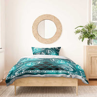 Matariki New Zealand Bedding Set NZ Niho Taniwha Maori New Year Cyan Galaxy LT14 - Polynesian Pride