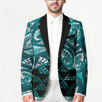 Matariki New Zealand Blazer NZ Niho Taniwha Maori New Year Cyan Galaxy LT14 - Polynesian Pride
