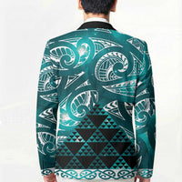 Matariki New Zealand Blazer NZ Niho Taniwha Maori New Year Cyan Galaxy LT14 - Polynesian Pride