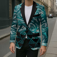 Matariki New Zealand Blazer NZ Niho Taniwha Maori New Year Cyan Galaxy LT14 - Polynesian Pride